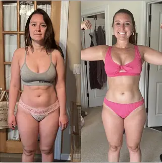 Before and after transformation of a Bite Back with Liz coaching client