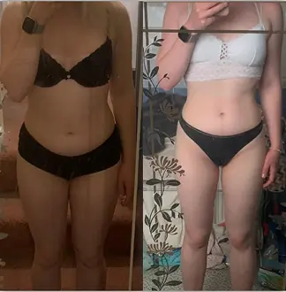 Before and after transformation of a Bite Back with Liz coaching client