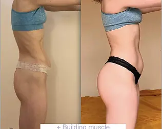Before and after transformation of a Bite Back with Liz coaching client