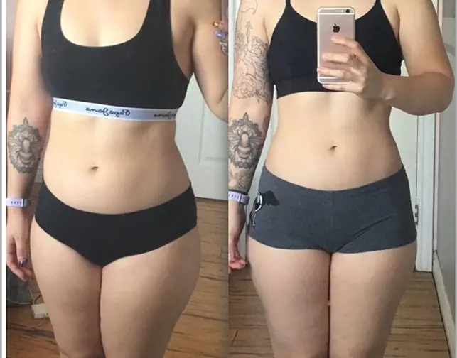 Before and after transformation of a Bite Back with Liz coaching client