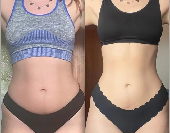 Before and after transformation of a Bite Back with Liz coaching client