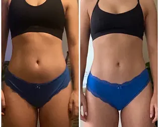 Before and after transformation of a Bite Back with Liz coaching client