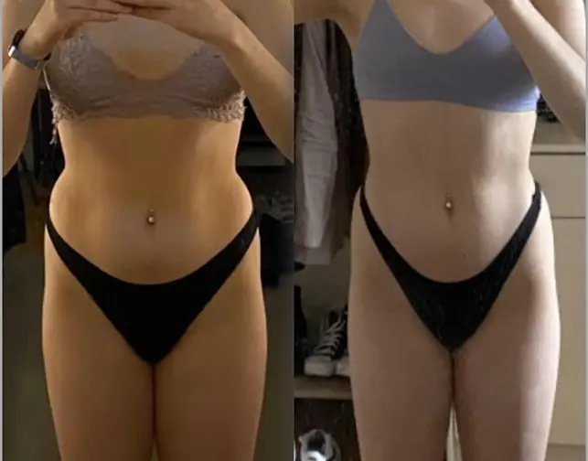 Before and after transformation of a Bite Back with Liz coaching client