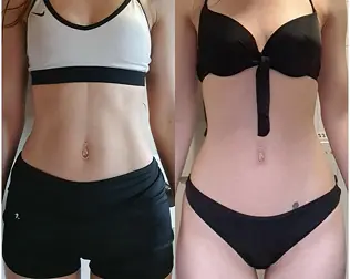 Before and after transformation of a Bite Back with Liz coaching client