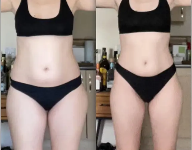 Before and after transformation of a Bite Back with Liz coaching client