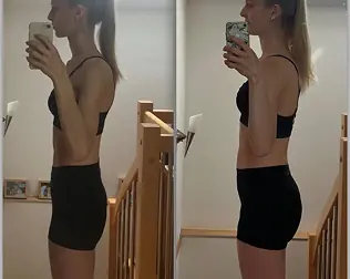 Before and after transformation of a Bite Back with Liz coaching client