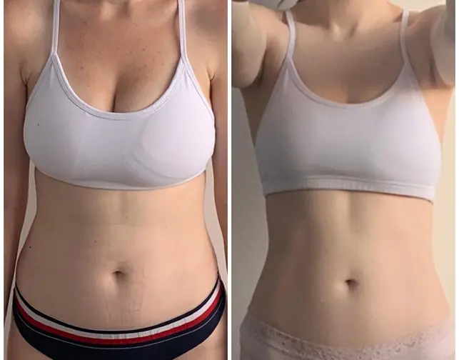 Before and after transformation of a Bite Back with Liz coaching client