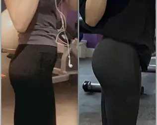 Before and after transformation of a Bite Back with Liz coaching client