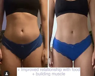 Before and after transformation of a Bite Back with Liz coaching client