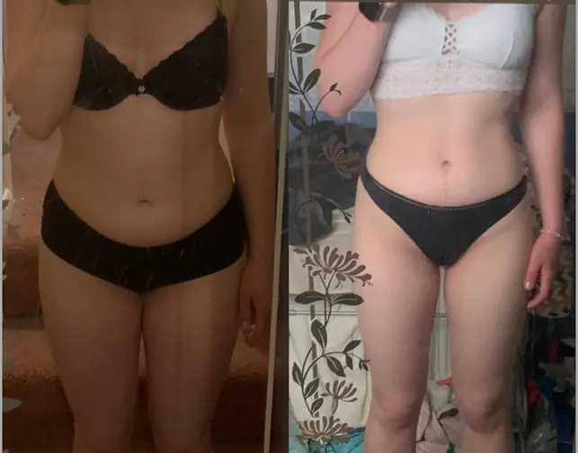 Before and after transformation of a Bite Back with Liz coaching client