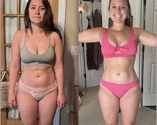 Before and after transformation of a Bite Back with Liz coaching client